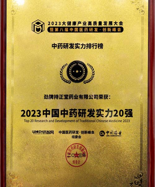 劲牌持正堂药业上榜"2023中国中药研发实力20强"
